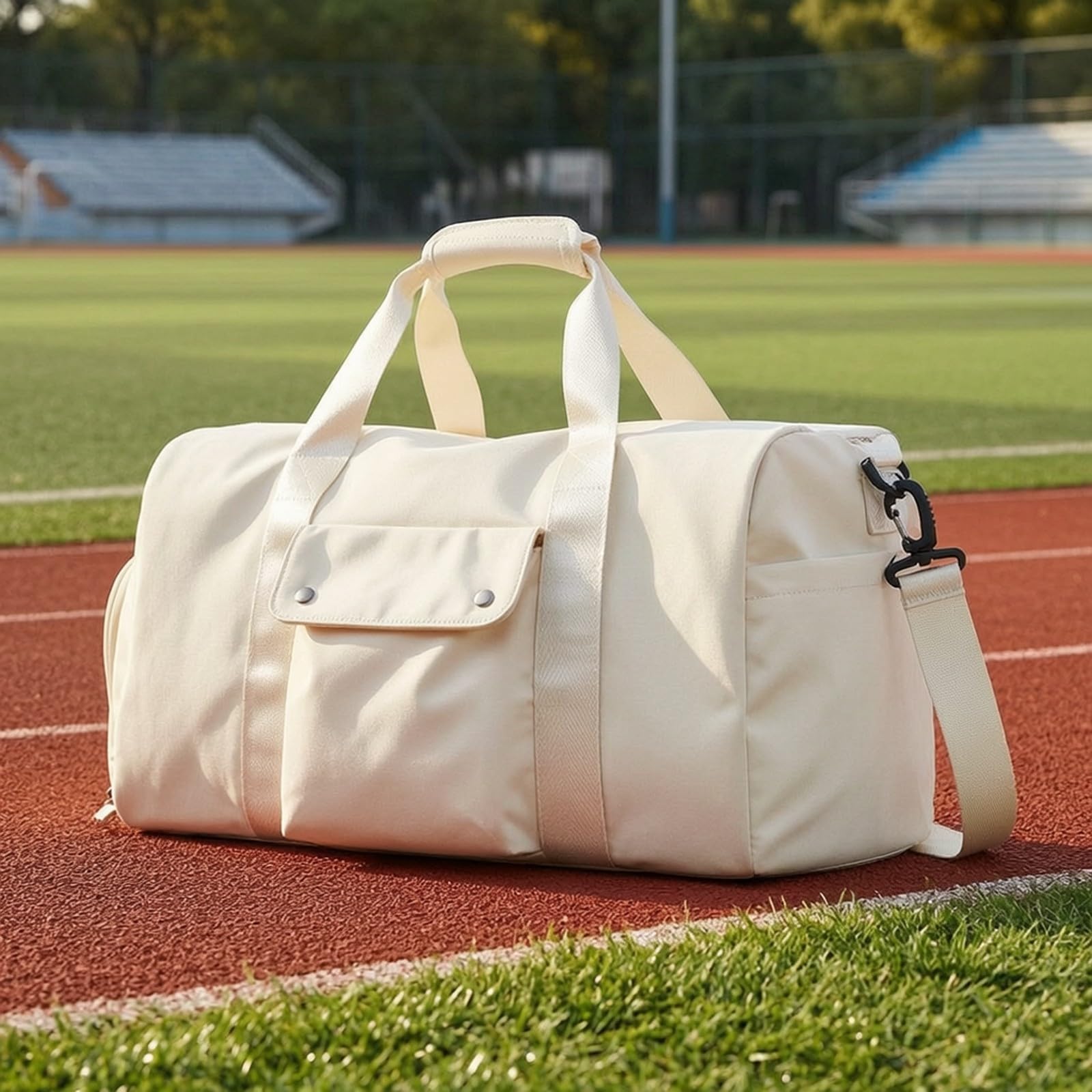 Borsone con Tasca Laterale Funzionale, Beige