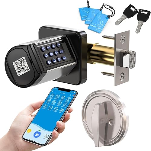 WELOCK - Cerradura de seguridad inteligente, cerradura de puerta de entrada sin llave para puerta delantera, cerrojo de seguridad WiFi con teclado,
