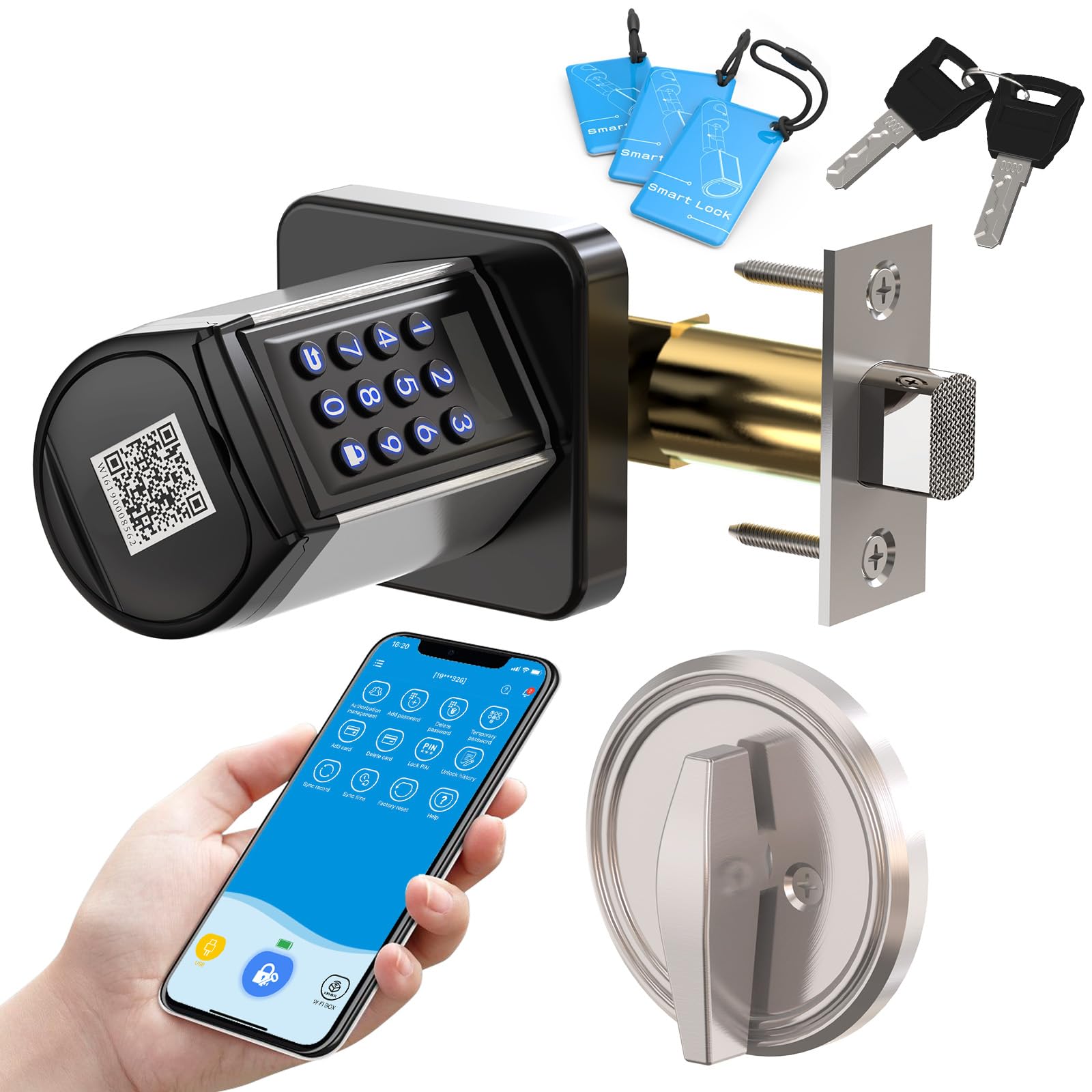 WELOCK Smart Deadbolt Lock, Keyless Entry Door Lock for Front Door, Security WiFi Deadbolt with Keypad, App Control, Anti-Peeking Password,Easy Installation for Bedroom,Home, Apartment,Hotel,Garage