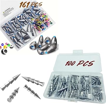 161Pcs/صندوق دودة الصيد الغطاس الأوزان كيت، داميدل 100 Pcs/صندوق الأوزان مسمار الغطاسون1/6 oz،1/8 oz،1/14 oz،1/20 oz،1/25 oz،1/50 oz 6 أحجام مختلطة