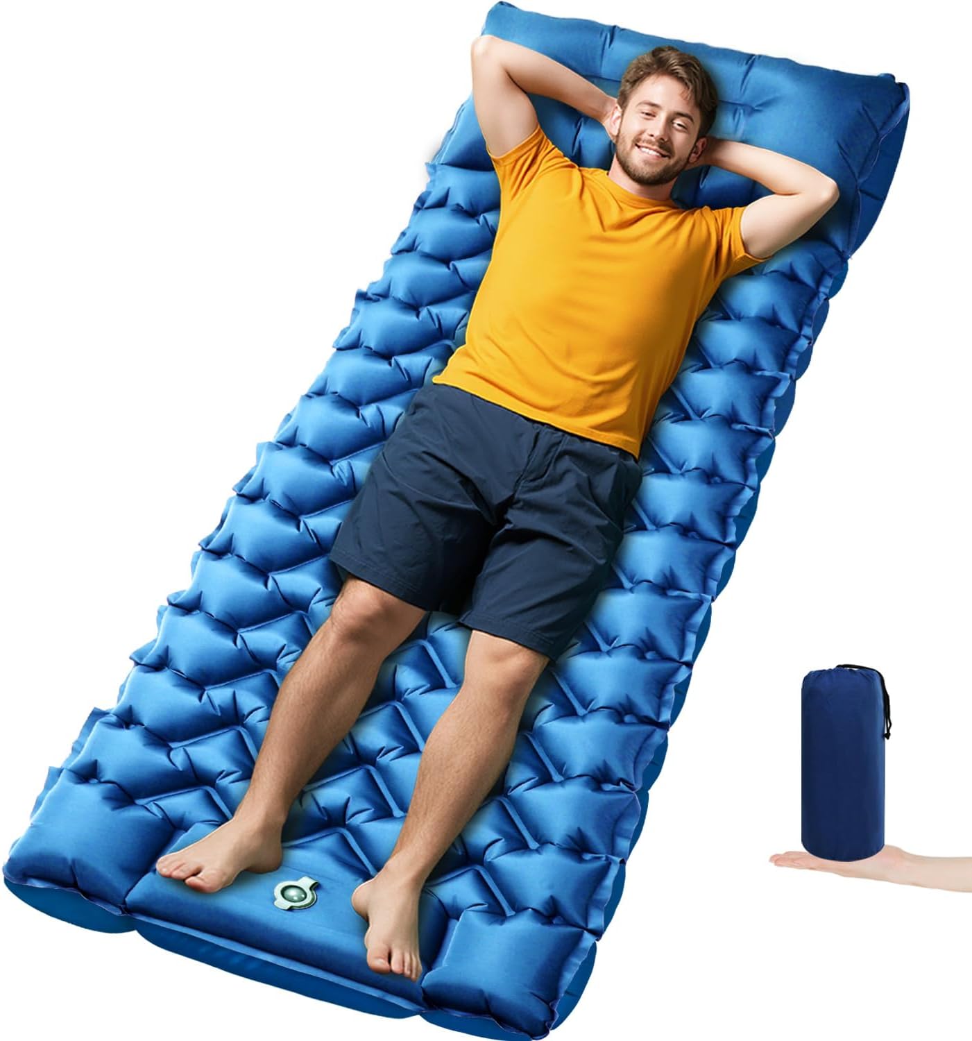 Sleeping Pad, Compact Sleeping Pad for Camping with Pillow Built-in Foot Pump, Inflatable Sleeping Mat for Travel Backpacking Hiking Sleeping Bag Tent, Outdoor Adventure Camp Gear Sleeping Pad, Compact Sleeping Pad for Camping with Pillow Built-in Foot Pump, Inflatable Sleeping Mat for Travel Backpacking Hiking Sleeping Bag Tent, Outdoor Adventure Camp Gear