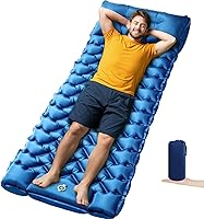 Vista 1 de Colchoneta para dormir, almohadilla de dormir compacta para acampar con almohada bomba de pie integrada, colchoneta inflable para viajes