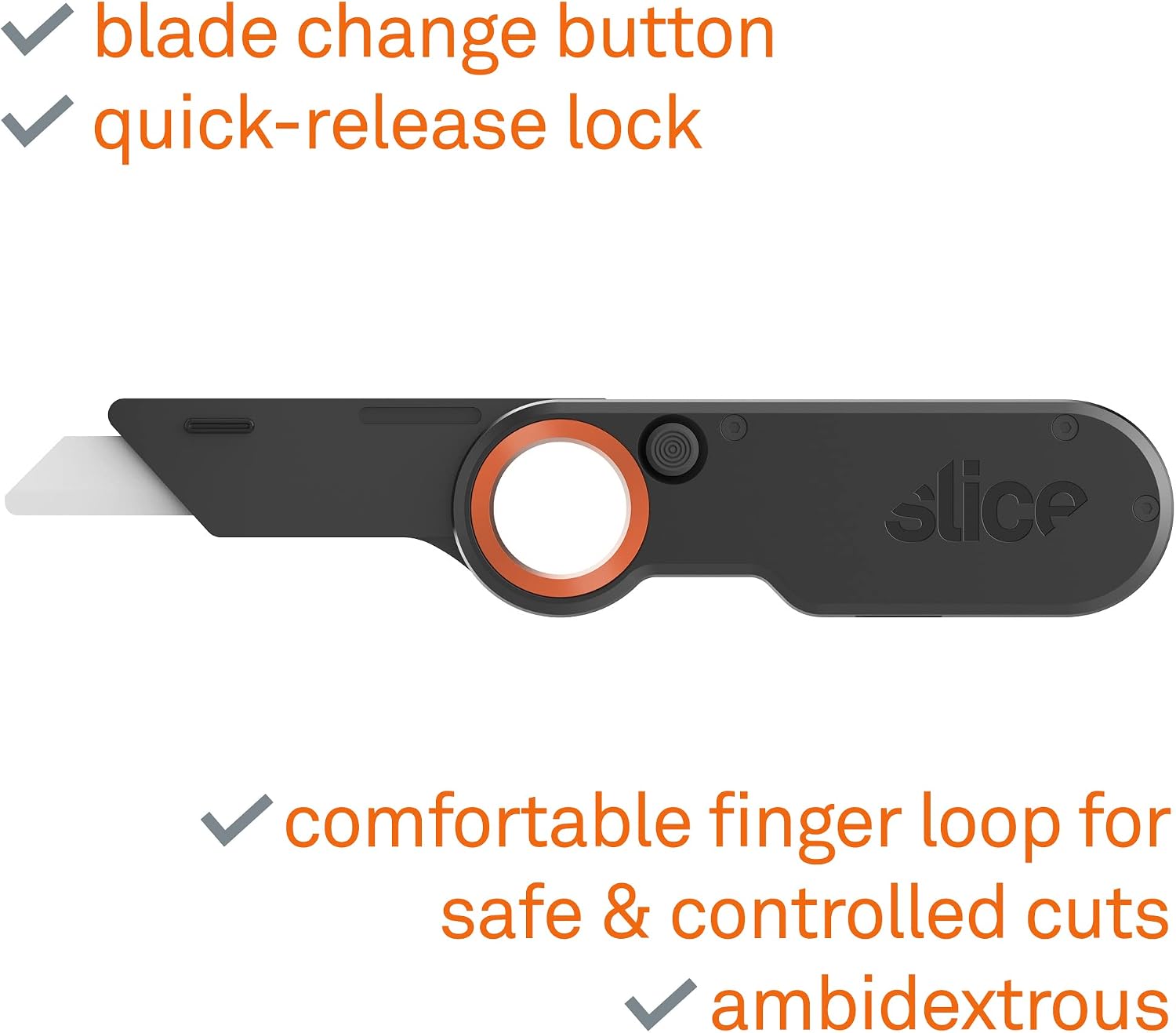 Slice 10562 Utility Knife, Finger Friendly cutter, Finger Loop Grip, 1 Knife