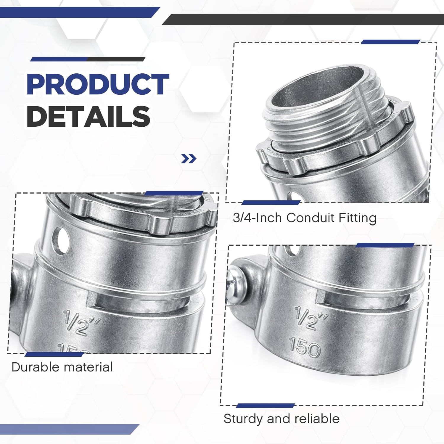 Yaocom 20 Pack 1/2-inch Squeeze Connectors Fittings FMC Flexible Metal Conduit Squeeze Box Cable Connectors for EMT Electrical Conduit Fittings