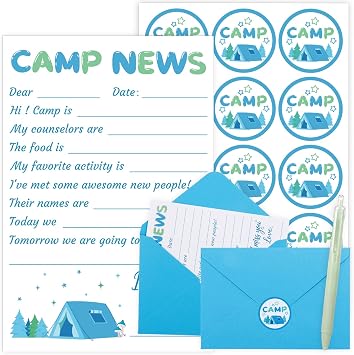 24 Set Camp Stationery for Boys Sleepaway Camp Stuff | Stationery Paper and Envelopes Summer Camp Essentials for Kids