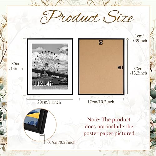 Miniatura 2 de 12 marcos de póster de 11 x 14 pulgadas, marco de fotos negro, marco de fotos vertical, horizontal, vertical, de alta transparencia, para pared,