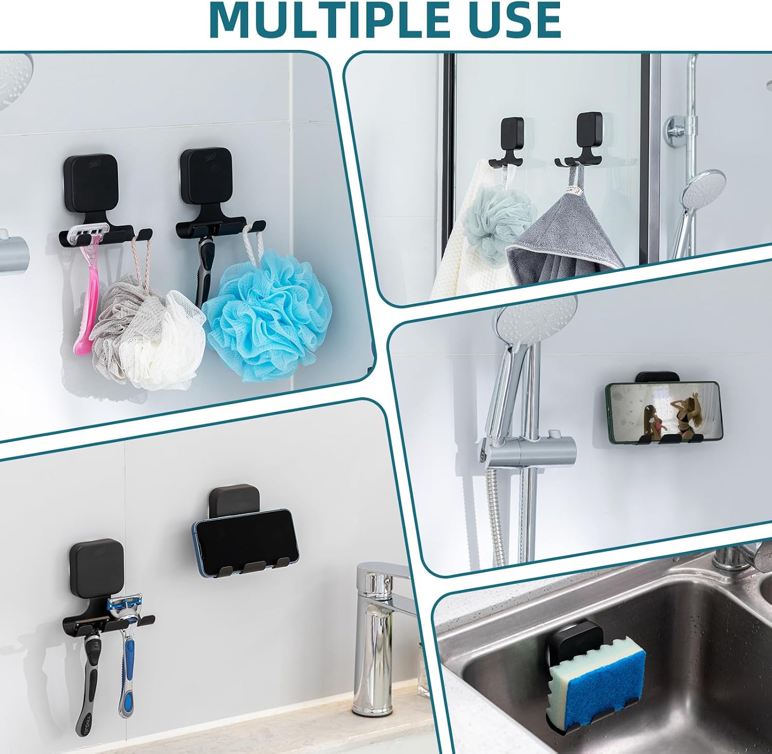 TAILI Stainless Steel Suction Cup Razor Holder Heavy-Duty 2 Pack, Black image 5