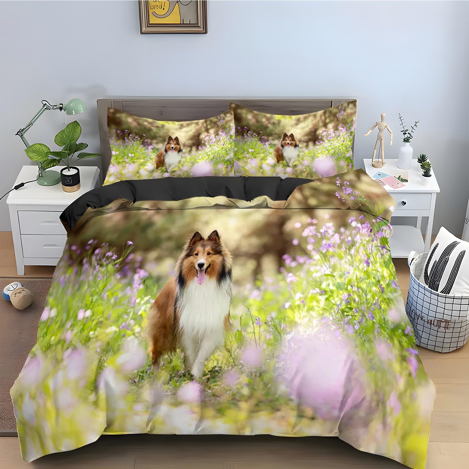Housse de couette 220x240 anti-plis ensemble de literie 3 pièces sans repassage