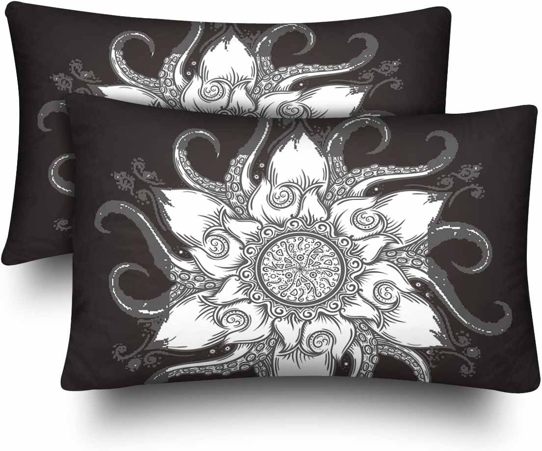Set Of 2 Cushion Covers 60x40cm, Nautical Mandala Animal Tentacles Flower Hand Drawn Chair Pillowcases Soft Cushion Case Home Decor Square Throw Pillow Case For Garden, Couch, Sofa