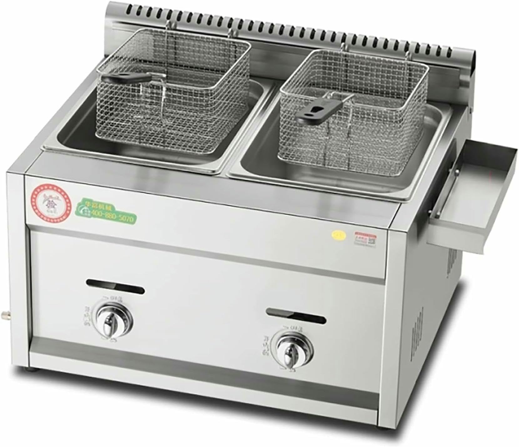 Friteuse à gaz 8L/16L en acier inoxydable pour comptoir de cuisine