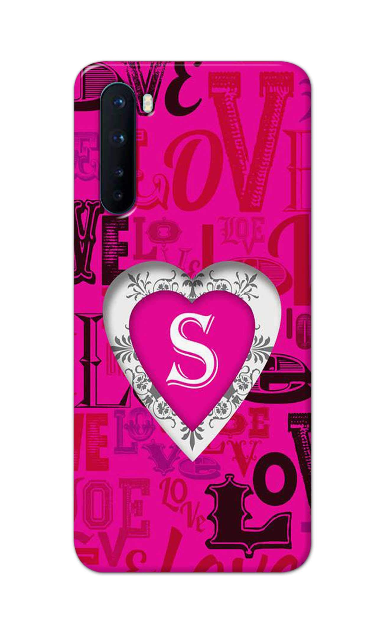 PRINTFIDAA Name II Initial II Letter Alphabet S in Heart Printed Designer Hard Back Case Cover for OnePlus NORD (2020 Model), OnePlus Z -(WM) JTS1002