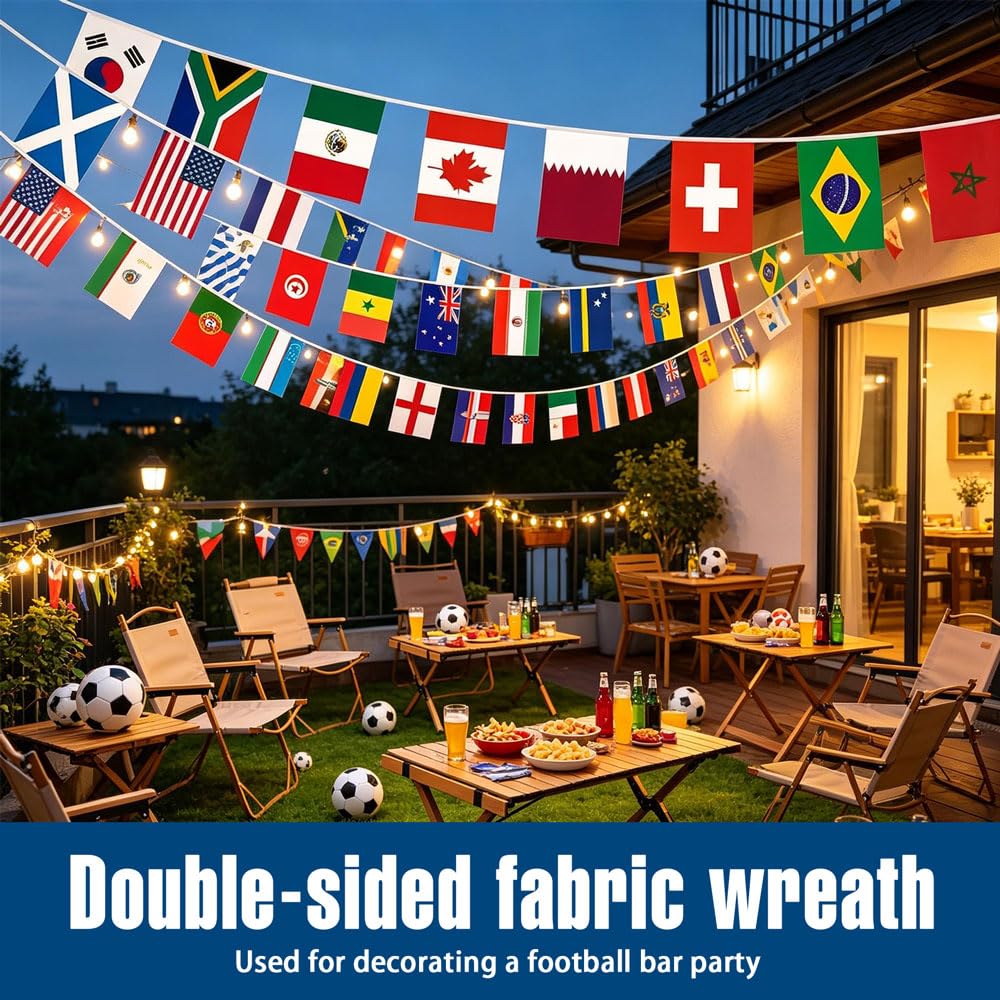 Banderines de 2026 Fútbol de Copa Mundial, Banderas de Mundo 48 Países, Artículos para Aficionados al Fútbol del Mundial 2026, para Fiestas de Fútbol, Bares (14 * 21CM)