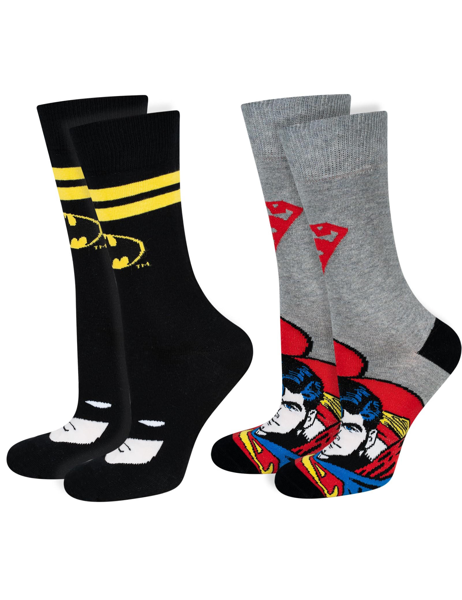 Soxo Men's Batman Superman 2 Pairs Dc Comics The Batman Superman Socks Cotton Funny Gifts Walking Sock 6.5-10.5