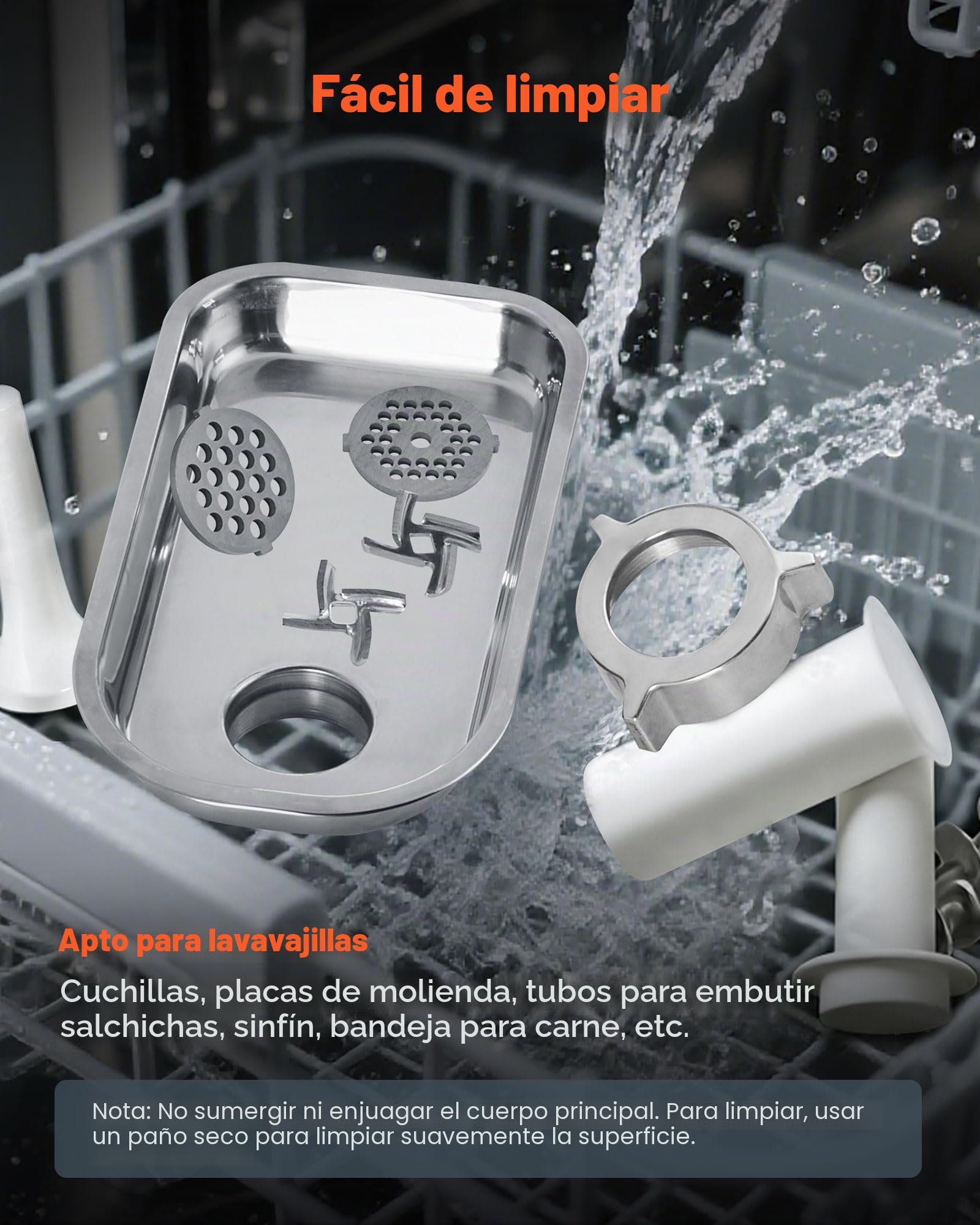 VEVOR Picadora de Carne Eléctrica de Encimera con Cuchilla, Capacidad de 2,3 kg/min, Placa de Molienda, para Hacer Salchichas, de Acero Inoxidable, para Cocina y Restaurante, 292 x 180 x 355 mm