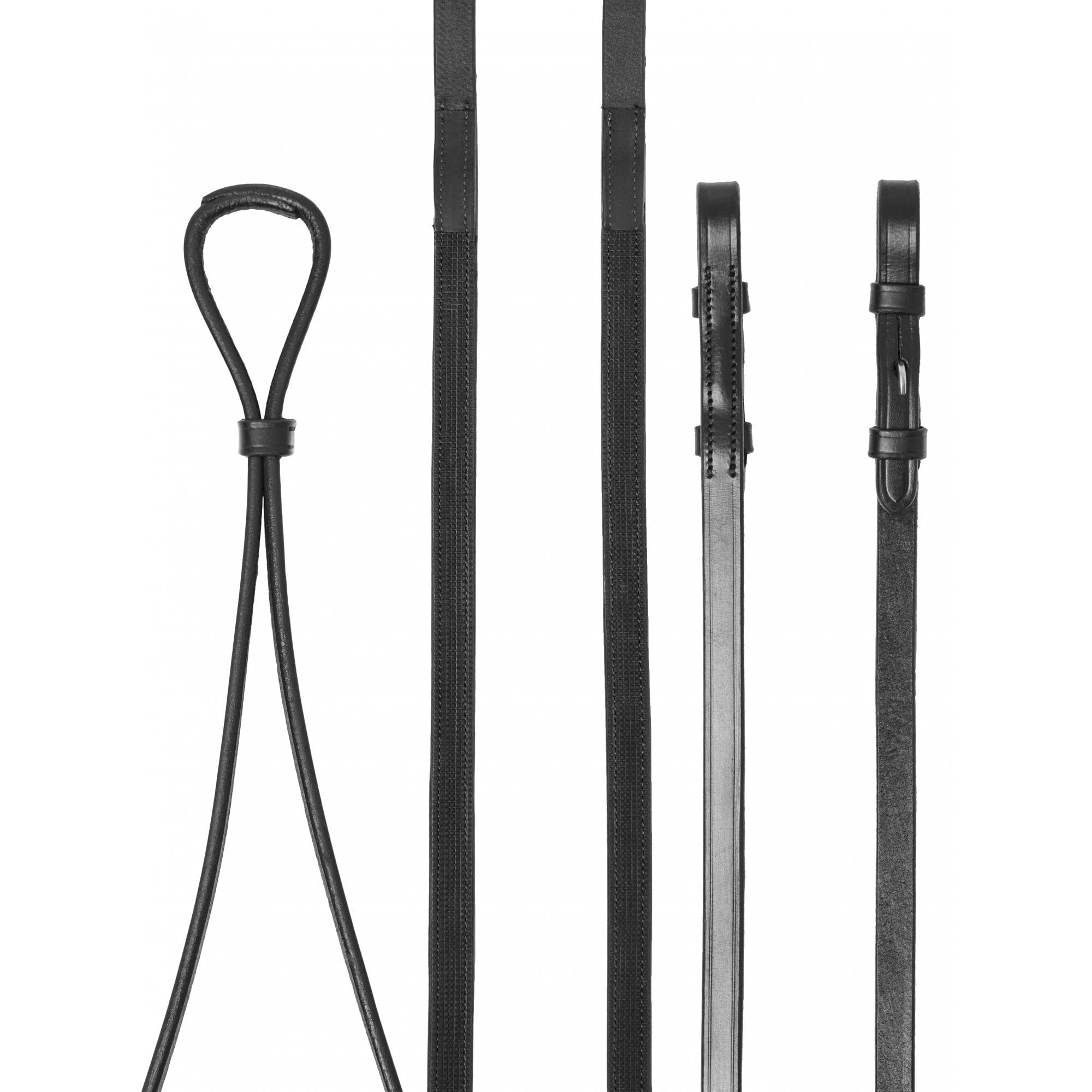 LeMieux Hunter Half Lined Curb Rein - Black/Silver Cob