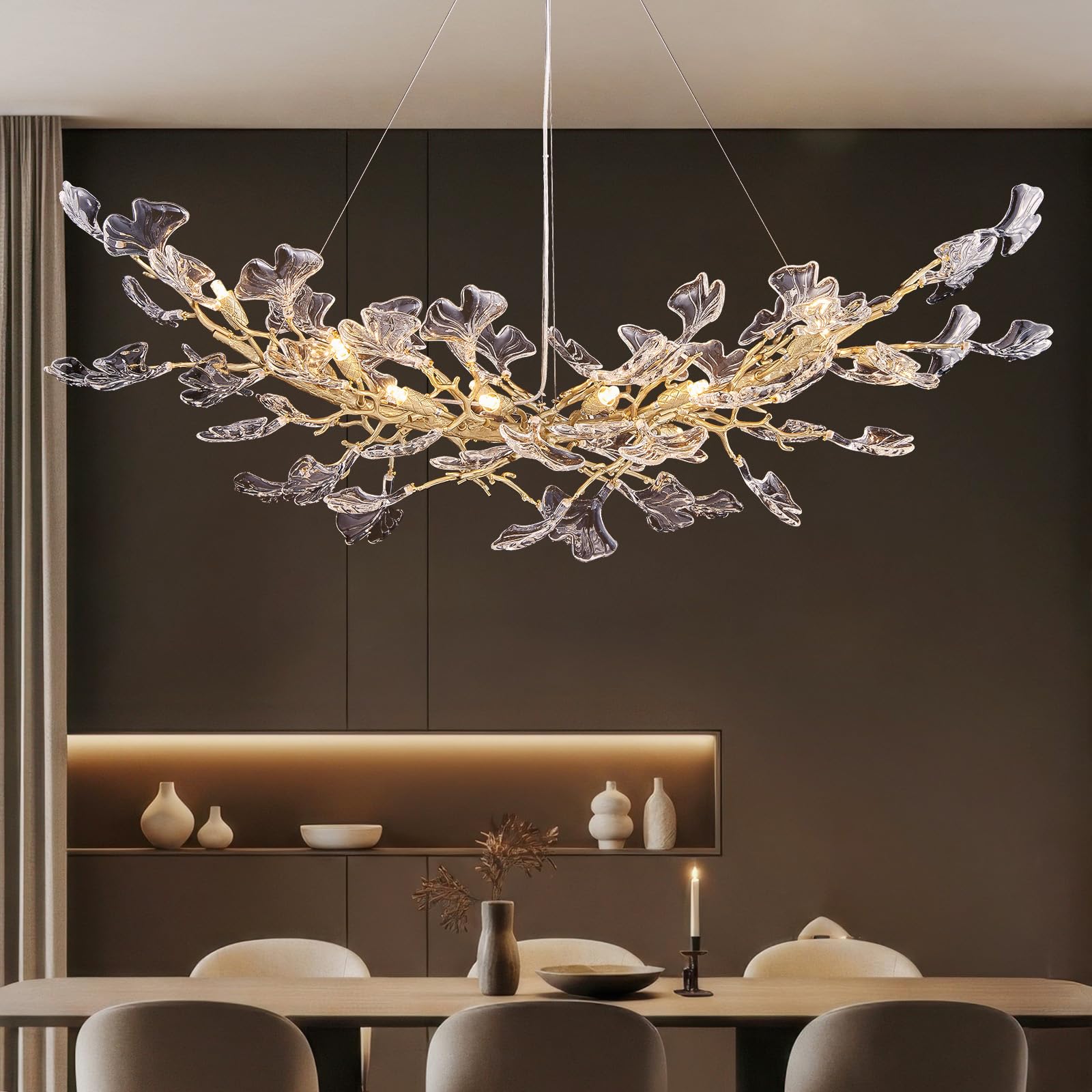 Photo 1 of ** USED *** SHEKAITAO Modern Gold Chandelier - L72" Rectangular Tree Branches Pendant Light