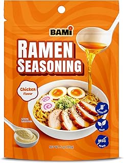 Gluten Free Ramen Seasoning Powder (Chicken Flavor) Low Sodium Instant Ramen Noodle Seasoning, Big Packets Ramen Broth, Rich Vegan Soup Powder with No Artificial Flavors, 48 Serving