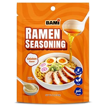 Gluten Free Ramen Seasoning Powder Chicken Flavor Low Sodium Instant Ramen Noodle Seasoning, Big Packets Ramen Broth, Rich Vegan Soup Powder with No Artificial Flavors, 48 Serving
