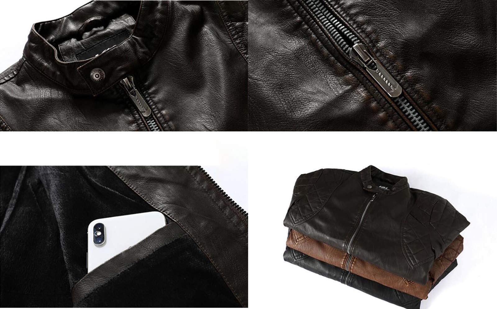 Giacca da Moto con Protezioni,Giacca in pelle retrò tendenza PU giacca stile nostalgico europeo e americano Certificata CE