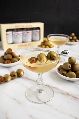 Miniatura 4 de Crying Tongue Caja de regalo de aceitunas rellenas, mezcla de Martini sucio, para cóctel y queso, paquete variado de aceitunas verdes rellenas con