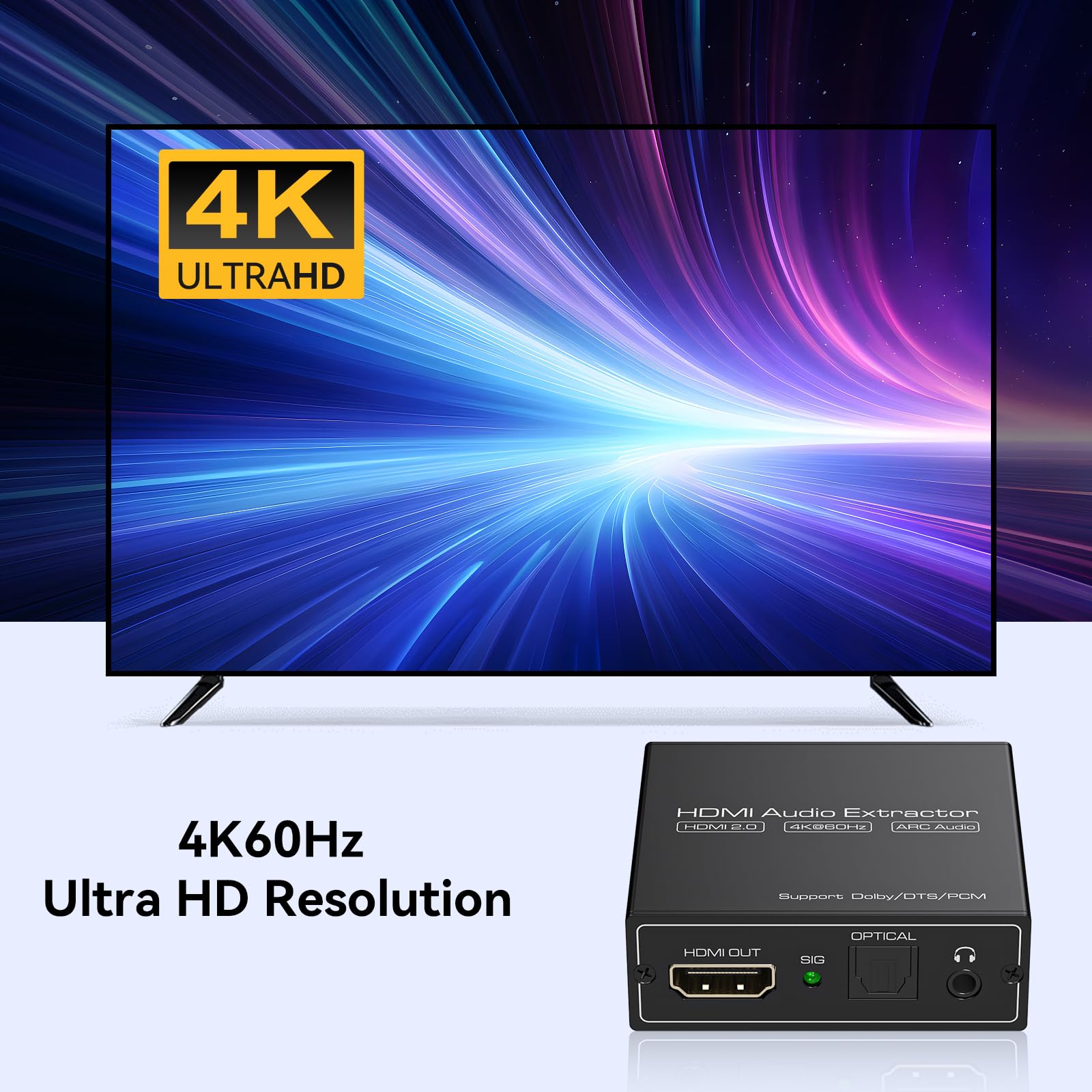 HDMI ARC Audio Extractor 4K60Hz HDMI a ottico/SPDIF 3,5 mm AUX Audio Adapter Converter Splitter Supporto LPCM 5.1/DTS/DSD per laptop/TV Box/DVD/PS5