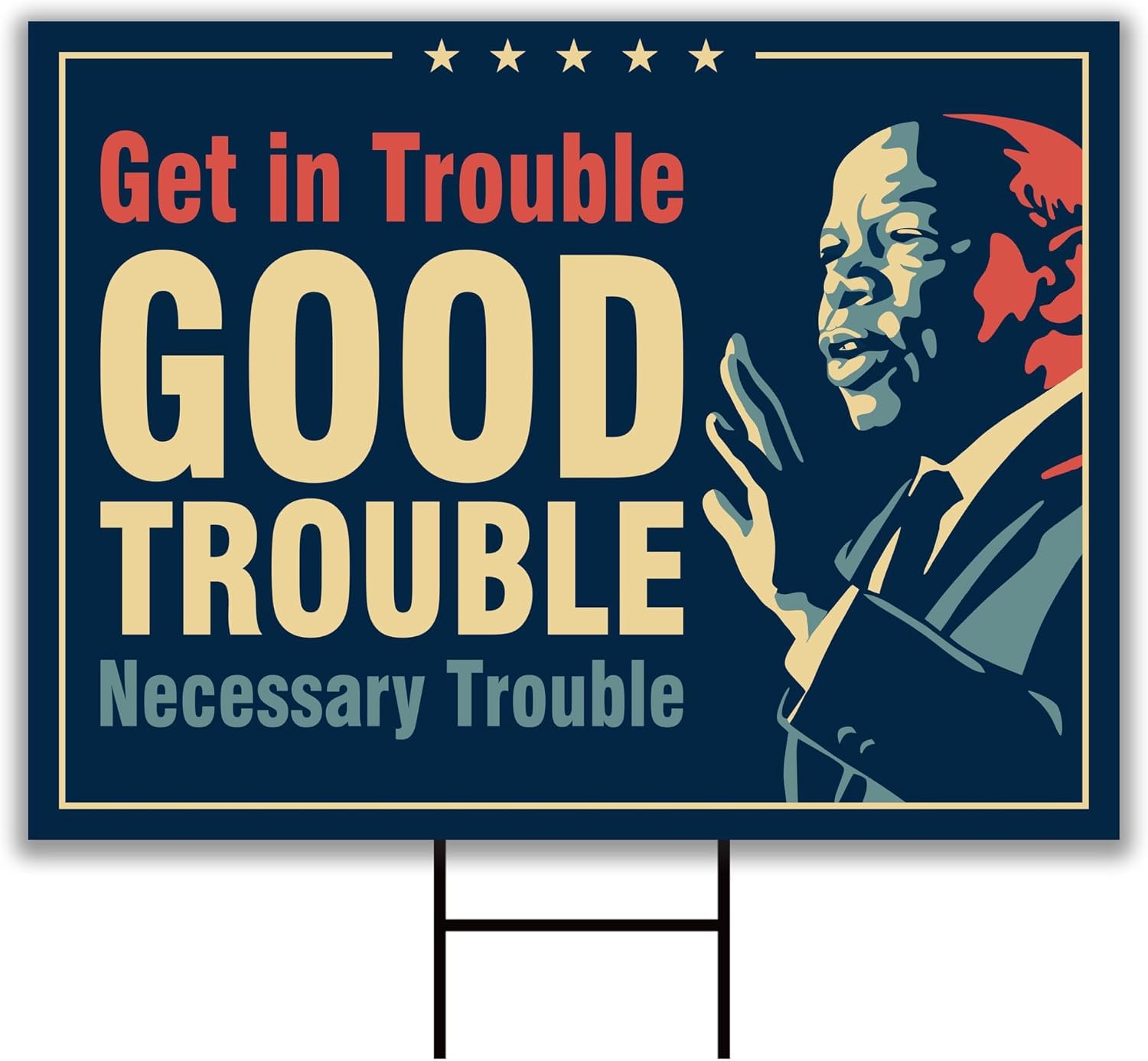 Good Trouble RESIST Yard Sign - Resist Hate Lawn Sign, Anti-Trump Sign, Resist Racism, Resist Fascism Yard Sign with Metal H-Stake (Multicolor, 18" x 12", Double Sided)