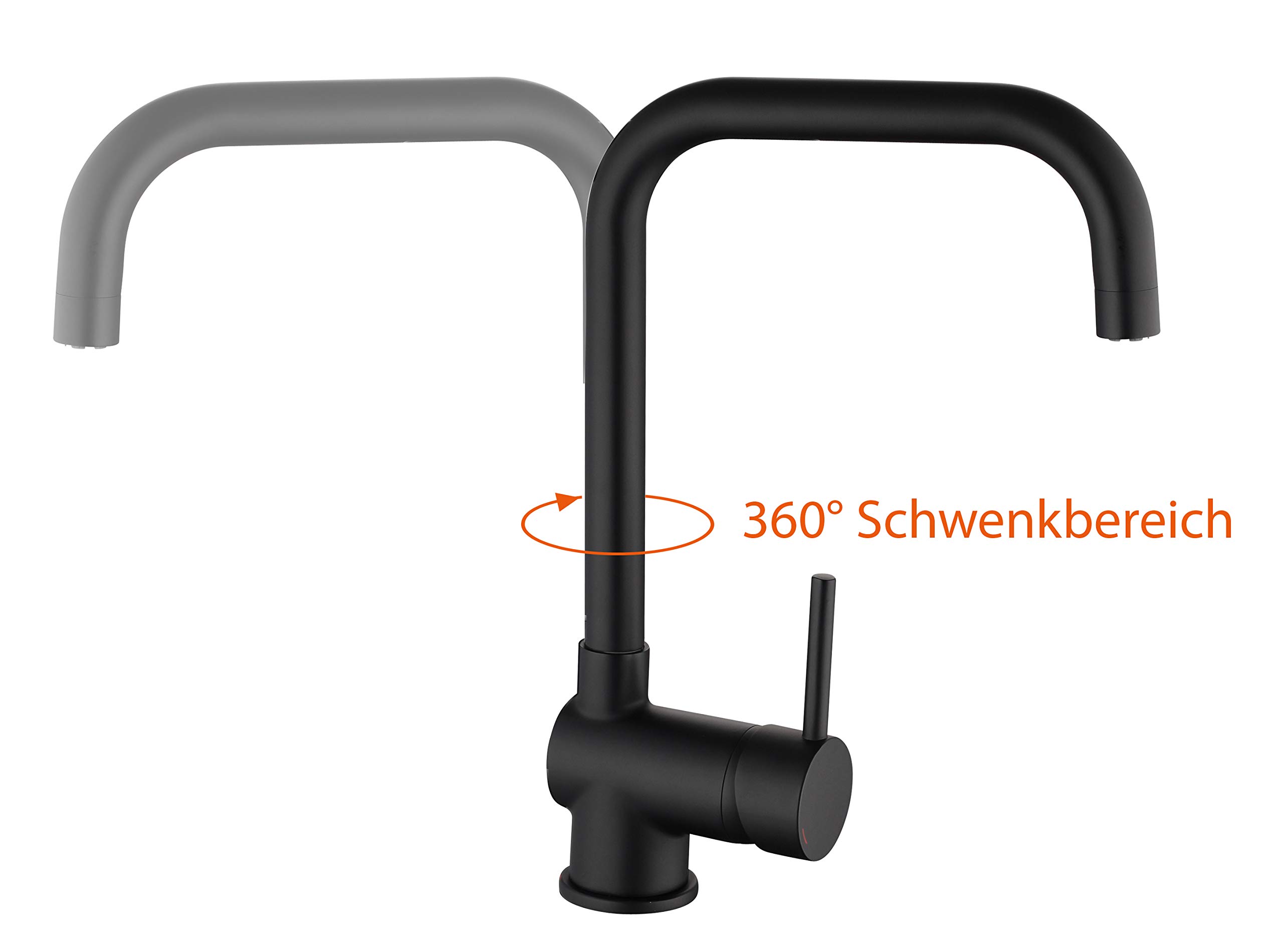 EISL FUTURA Spültischarmatur, Niederdruck Armatur Küche, energiesparende Küchenarmatur, Wasserhahn Küche 360° schwenkbar, Einhebelmischer Schwarz matt, NI182GABL-LP