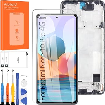 Incell Screen for Xiaomi Redmi Note 10 Pro 4G Screen Replacement for Redmi Note 10 Pro LCD Screen M2101K6G Touch Display Digitizer Assembly Repair Parts No FrameBlack No Fingerprint Function