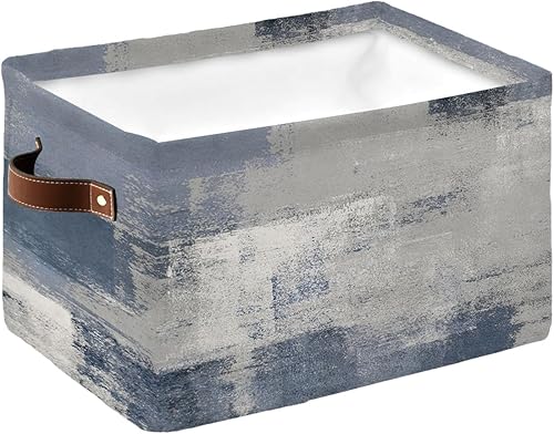 Canastas de almacenamiento grandes abstractas modernas, color azul y gris, pintura al óleo, estética artística, caja de almacenamiento plegable,