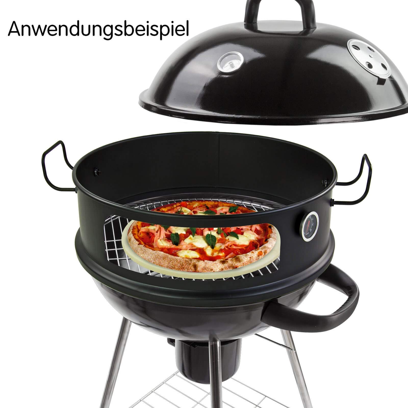 DEMA Grill Pizzaring Set – Pizzaform & Backform für 57 cm Rundgrill & Kugelgrill, ideal für knusprige Pizza, BBQ, Smoker, Grillzubehör, Outdoor Backen