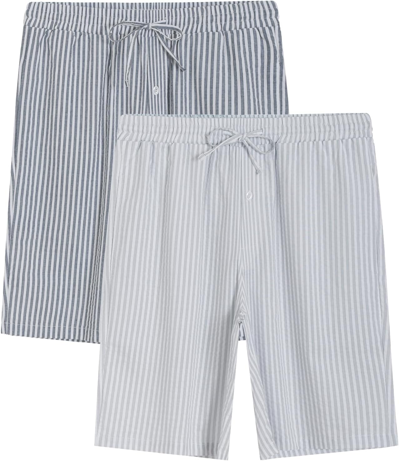 Latuza Men's Cotton Seersucker Pajama Shorts 9 Inch Sleep Shorts with Pockets