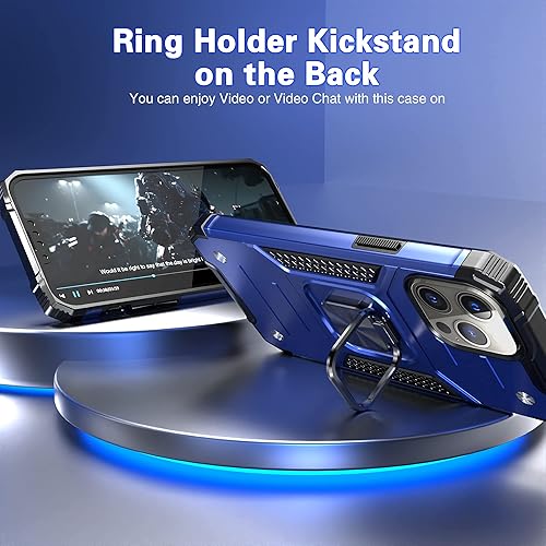 Miniatura 4 de Funda para iPhone 13 Pro Max con protector de pantalla, absorción de golpes, resistente y duradera, a prueba de caídas, con soporte para automóvil,