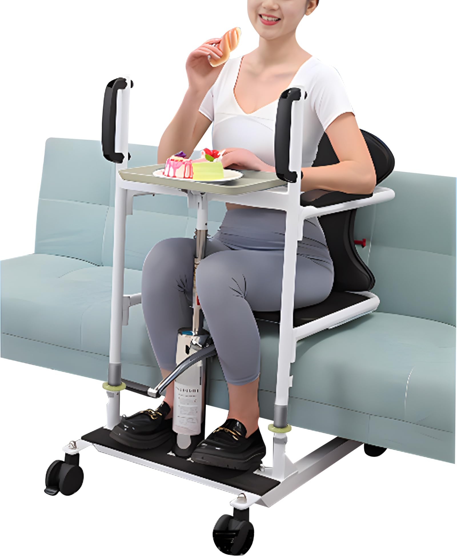 Grúa Hidráulica Multifunción con Asiento Dividido en 180°, Elevador de Pacientes, Silla de Transferencia de Pacientes, Elevador de Pacientes con Inodoro, No Apto para Parálisis Total