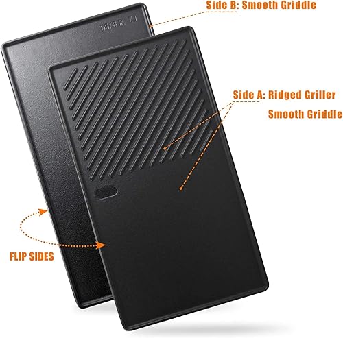 Miniatura 7 de Uniflasy Plancha Parrilla Reversible de Hierro Fundido para Estufa 16 78" Sartén Plancha Plana, Placa de Plancha Parrilla de Hierro Fundido para