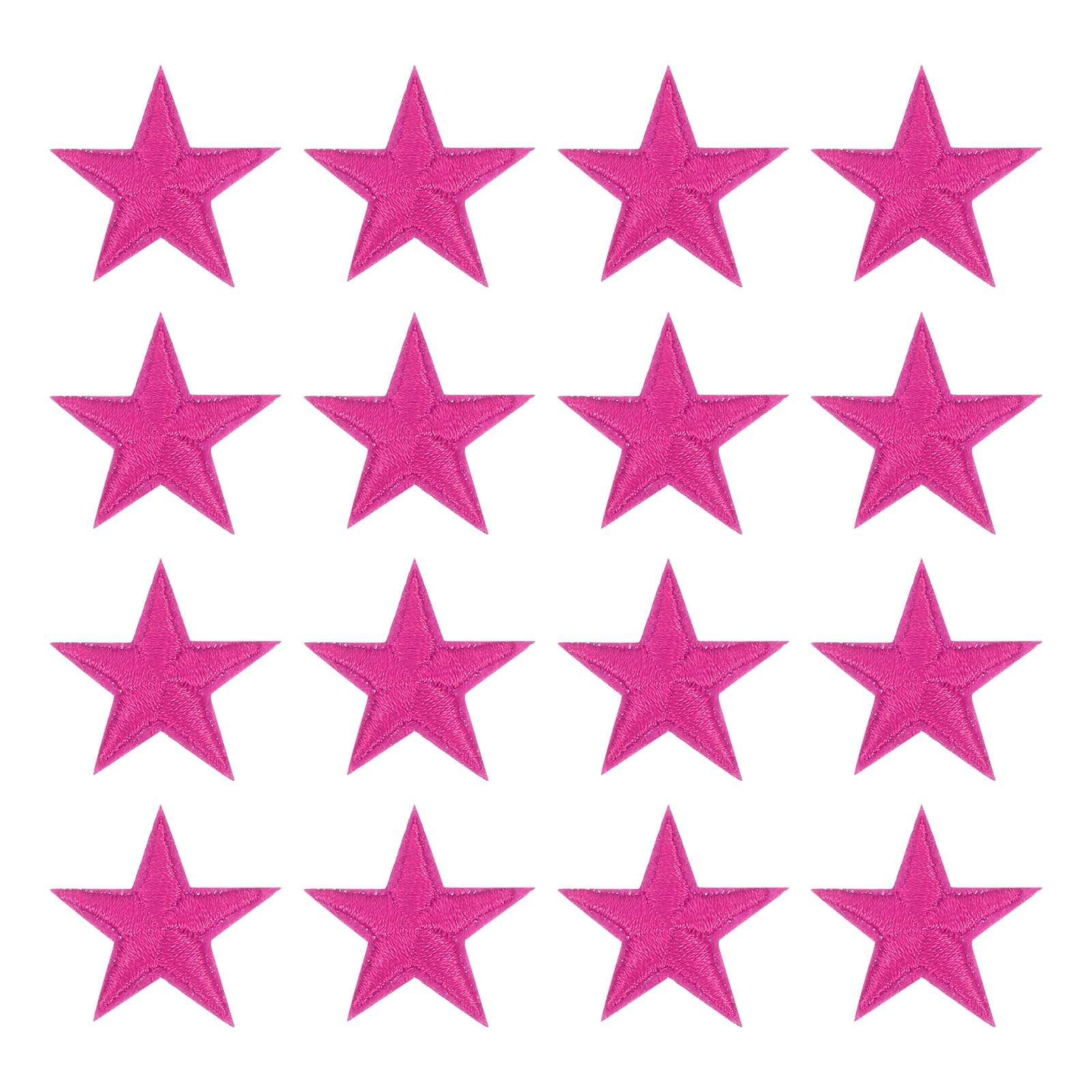 sourcing map 16Pcs Iron on Star Patches, Sew on Star Embroidered Patches, Decorative Repair Patch Applique for DIY Crafts Backpacks Bags Hats Clothes, 29mm Rose Red