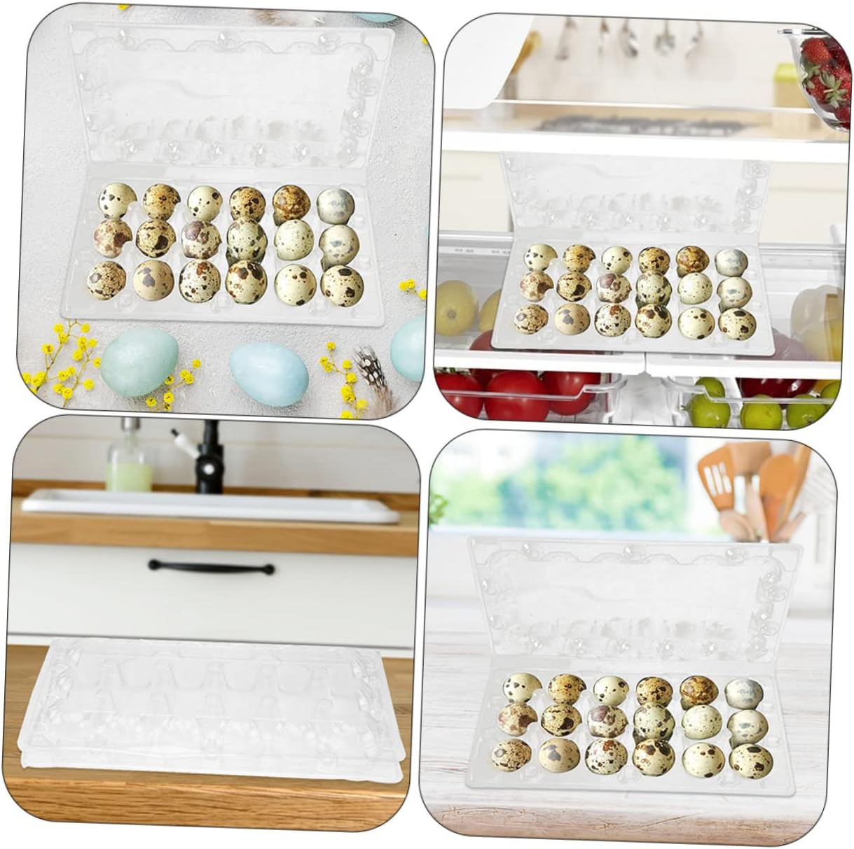 18-Pack Thicken Quail Egg Packaging Box PVC Egg Tray Clips for Kitchen Storage and Home Food Supply