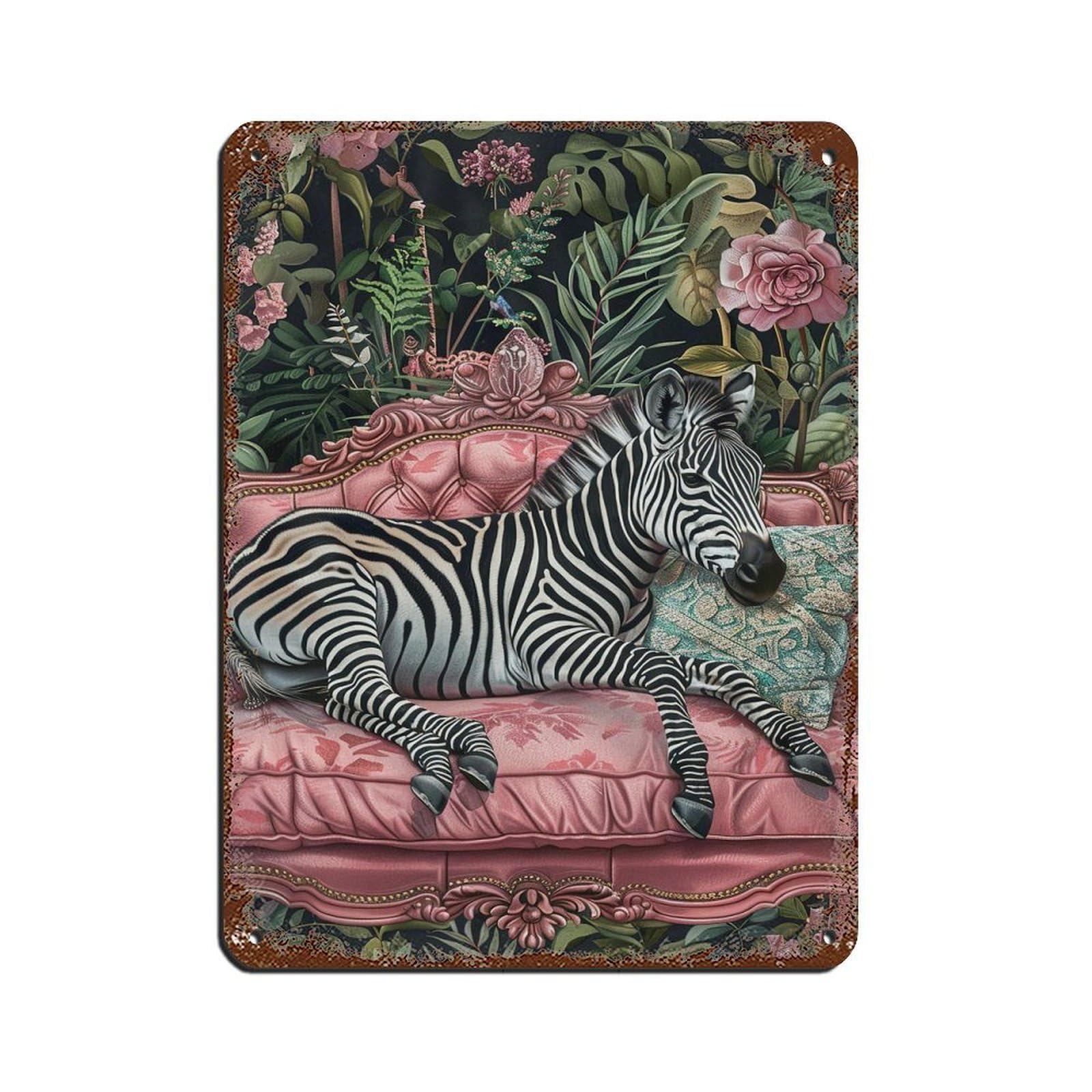 Matisse Zebra On The Sofa Poster Zebra Poster Tin Sign Vintage Metal Pub Club Cafe Bar Home Wall Art Decoration Poster Retro 12x16inch(30x40cm)