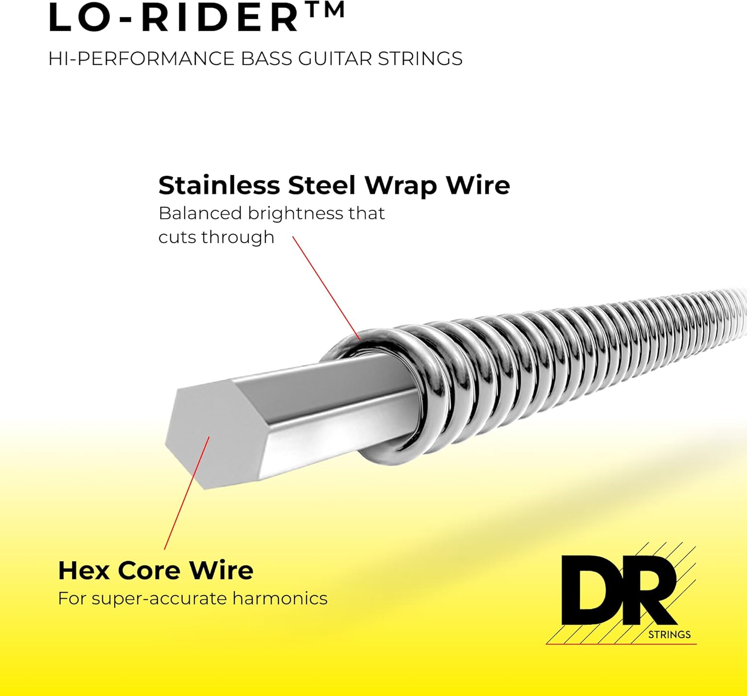 DR Strings Lo-Rider - Stainless Steel Hex Core Bass 30-130