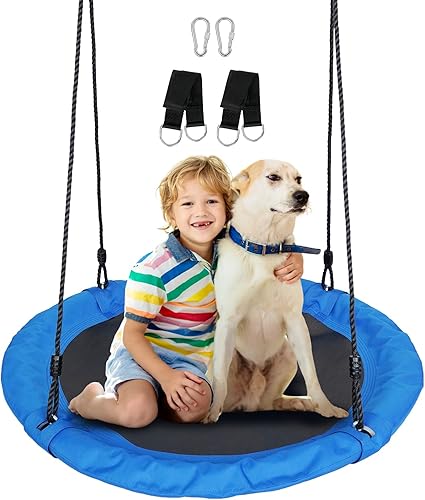 Columpio de platillo  Asiento de columpio de árbol de 40 pulgadas con tela Oxford impermeable 900D para niños y adultos  Capacidad de peso de 700