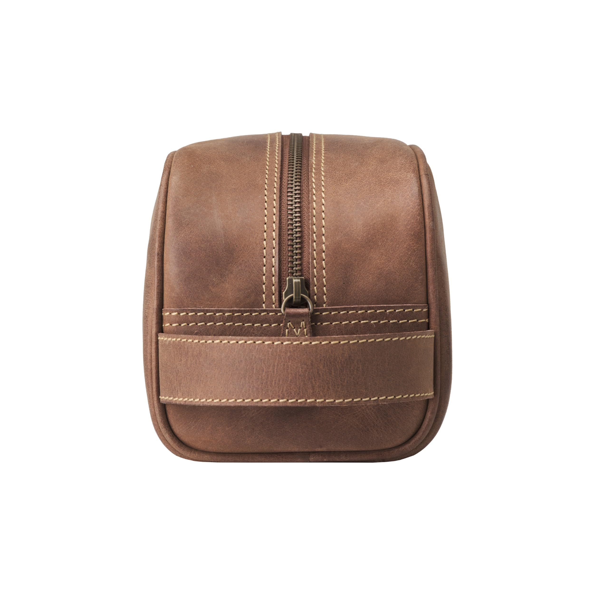 DRAKENSBERG Beauty case in pelle 'Theo' – Elegante borsa da viaggio Necessaire, da uomo, fatto a mano, Premium Vintage, 5 l, Cannella marrone, Beauty case