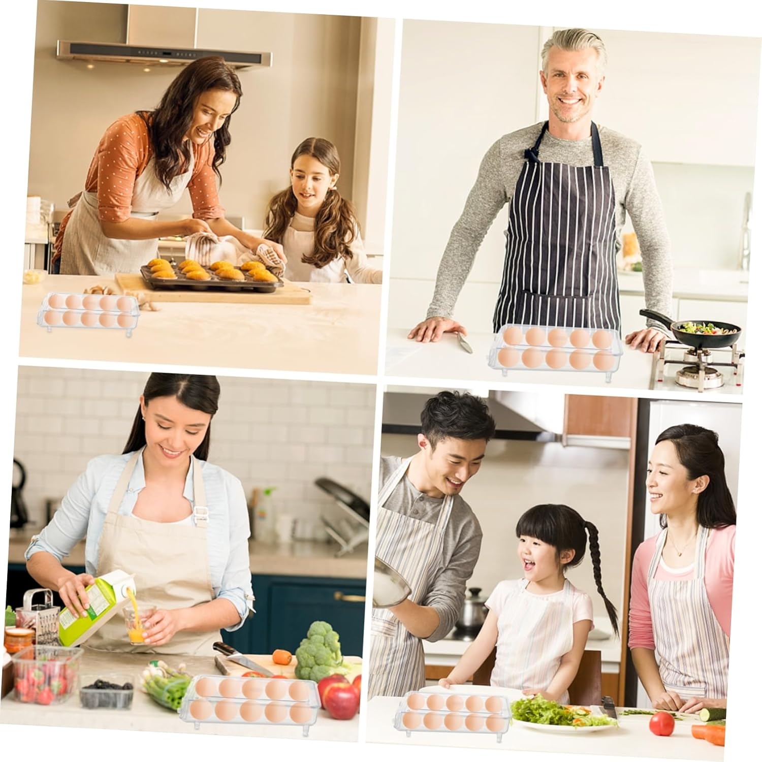 Egg Organizer Box for Refrigerator Covered Egg Holder Tray Stackable Containers Portable Container Lid