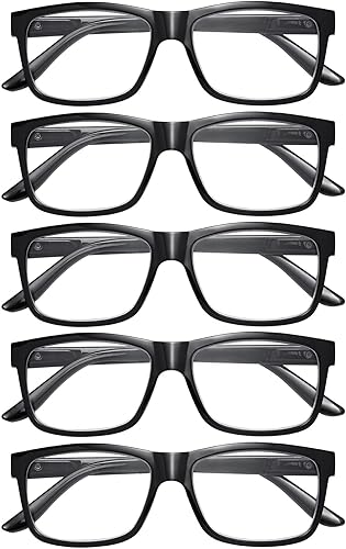 Gafas de lectura para hombres y mujeres, paquete de 5 unidades con filtro UV con bloqueo de luz azul, para lectores de computadora, anteojos