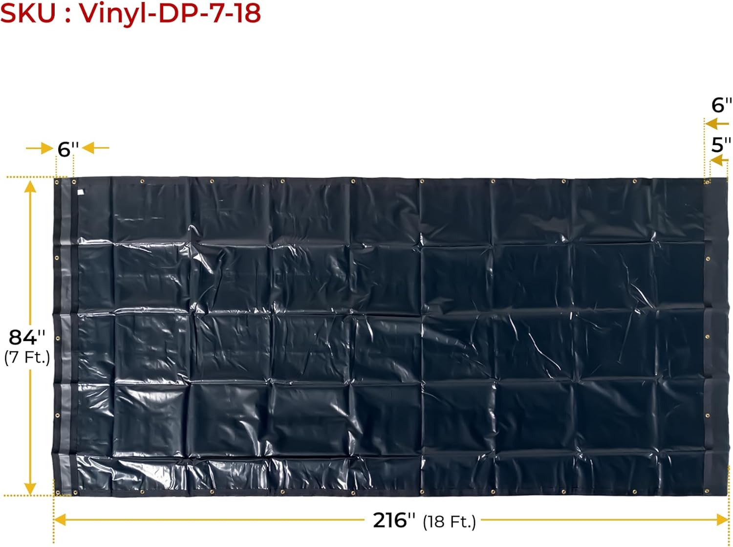 Mytee Products 7' x 18' Black Asphalt Vinyl Dump Truck Tarp with Double Pocket & Grommets - 18Oz Vinyl Waterproof Dump Trailer Tarp to Prevent Load Spillage During Transportation 7' x 18' Tarp Only