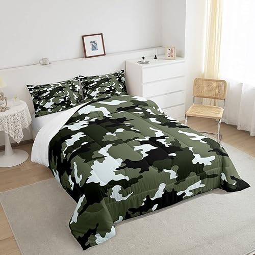 Miniatura 4 de Juego de edredón de camuflaje para niños y adolescentes, juego de ropa de cama ligero de camuflaje militar, juego de ropa de cama ligero para