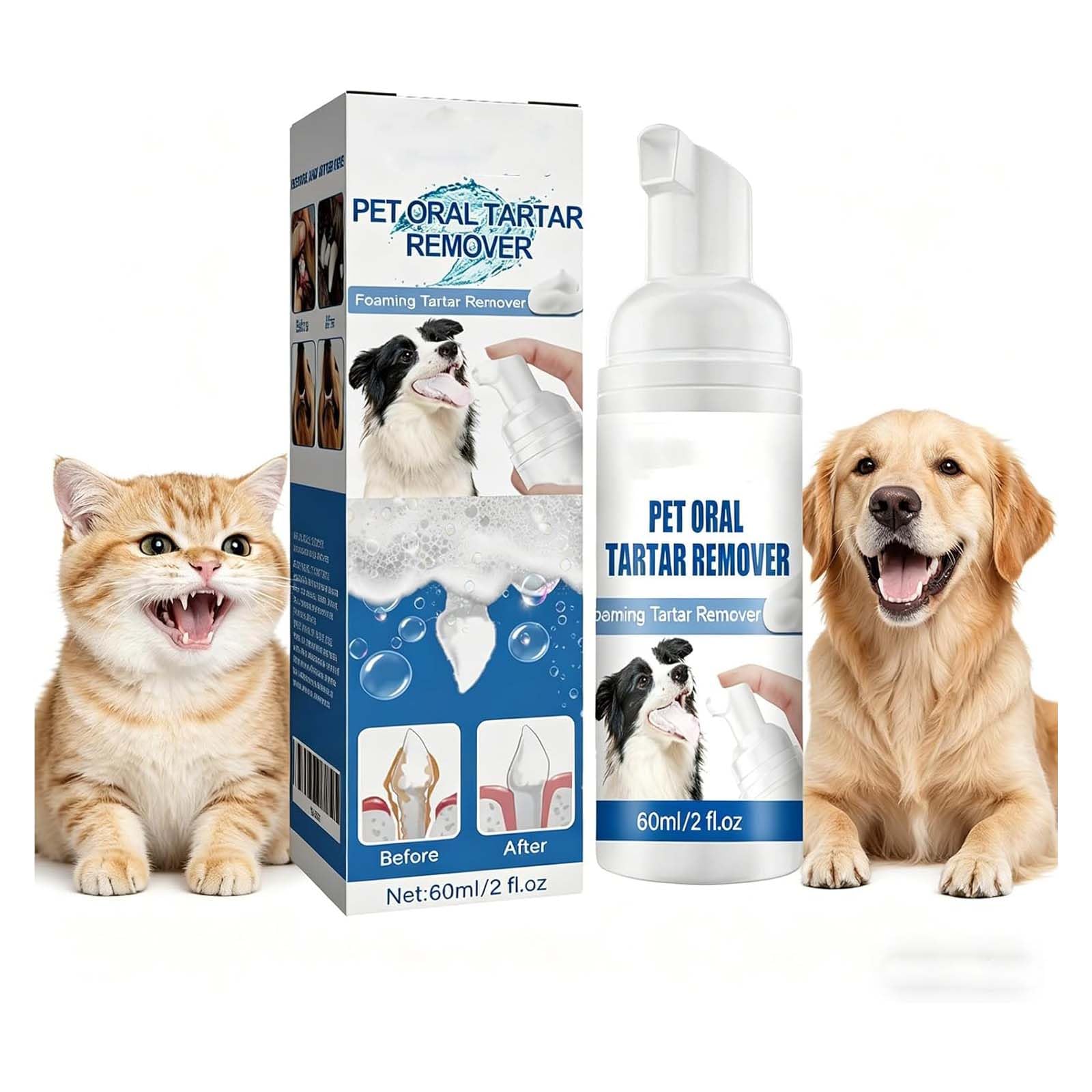 Pet Dental Tartar Remover,Oral Spray for Dogs Teeth Cleaning,Pet Dental Foaming Care Spray,Dog Breath Freshener,Support Healthy Gums,Reduce Tartar for Cats and Dogs (1PC)