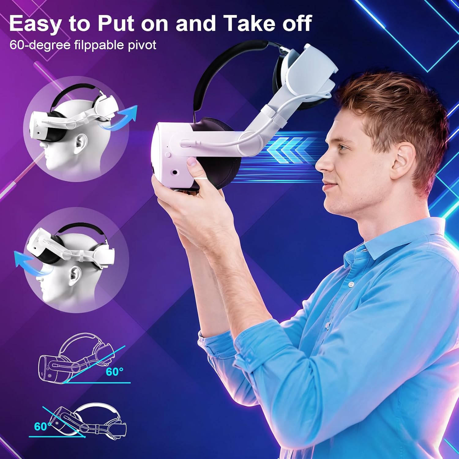 Battery Head Strap for Meta Quest 3/3S - 10000mAh Fast Charging Detachable Battery Pack to Extend Quest 3/3S 5-7H Playtime - Comfort Adjustable Elite Strap Replacement Accessories
