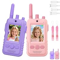 Video Walkie Talkie Bambini, 2 Walkie Talkie Ricaricabili con Display