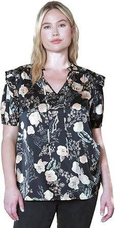 Entro Ruffle & Floral Tunic Top
