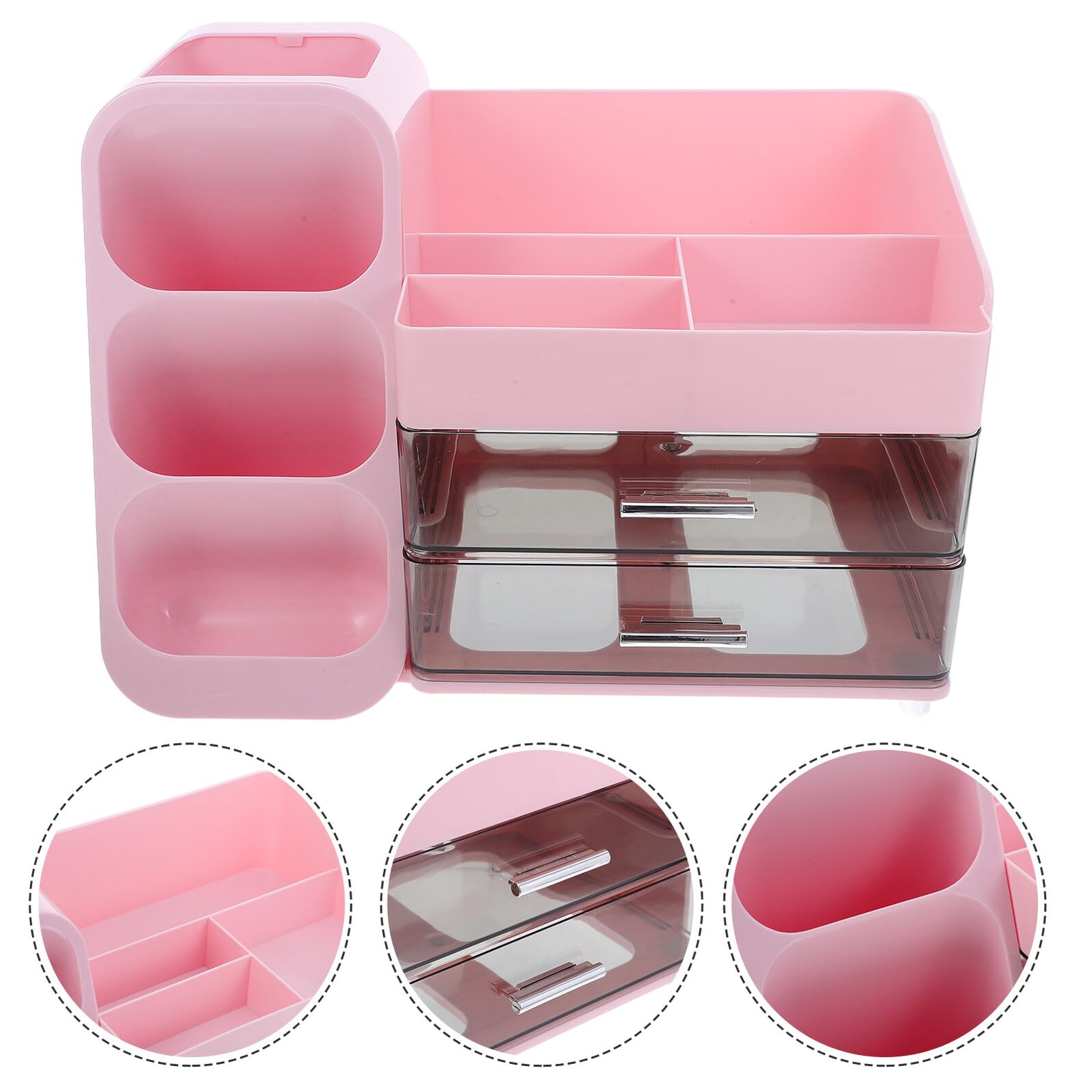 TOYANDONA Großer Multifunktionaler Make-up Organizer mit Stabiler Aufbewahrungsbox für Kosmetik und Hautpflege Rosa Multifunktionaler Schreibtisch Badezimmer Organizer für Schminktisch
