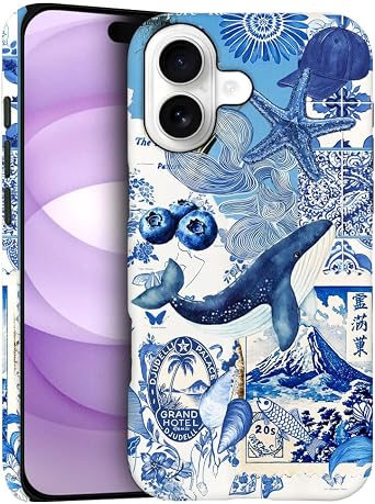DJSOK Compatible with iPhone 17,Frosted PC Anti-Scratch Shockproof Case - Shark Blue Starfish